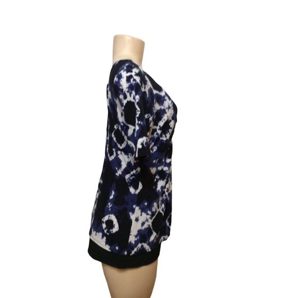 NEW Direction Short Sleeve Top  Small Black White Blue   Polyester/Spandex - Picture 2 of 4